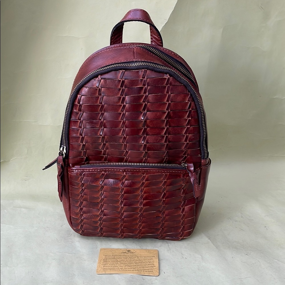 New Patricia Nash Woven Leather Backpack - Reddish Brown - Picture 4 of 16